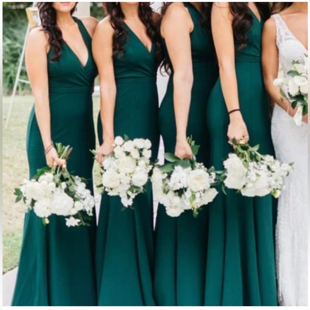 LULUS Green V Neck Twist Back Skater Maxi Length Prom Dress XS NWOT - Picture 2 of 10